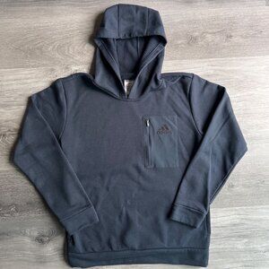 Vintage Adidas Blue Pullover Hoodie W/ Zip Pocket Fleece-Lined Mens Size M C